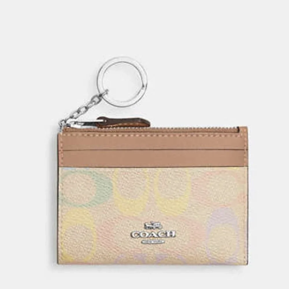Coach Mini Skinny Id Case In Rainbow Signature Canvas NWT - Picture 1 of 5